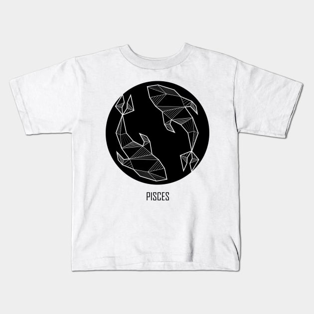 Pisces - Geometric Astrology Kids T-Shirt by alcateiaart